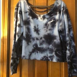 VS Pink- Blue Tie Dye Long Sleeve Crew Neck